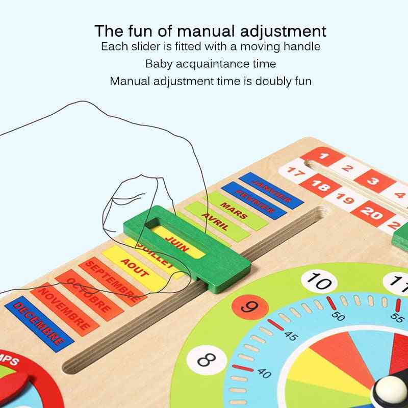 Weather Season, Time Cognitive Puzzles, Wooden Board Game For Baby