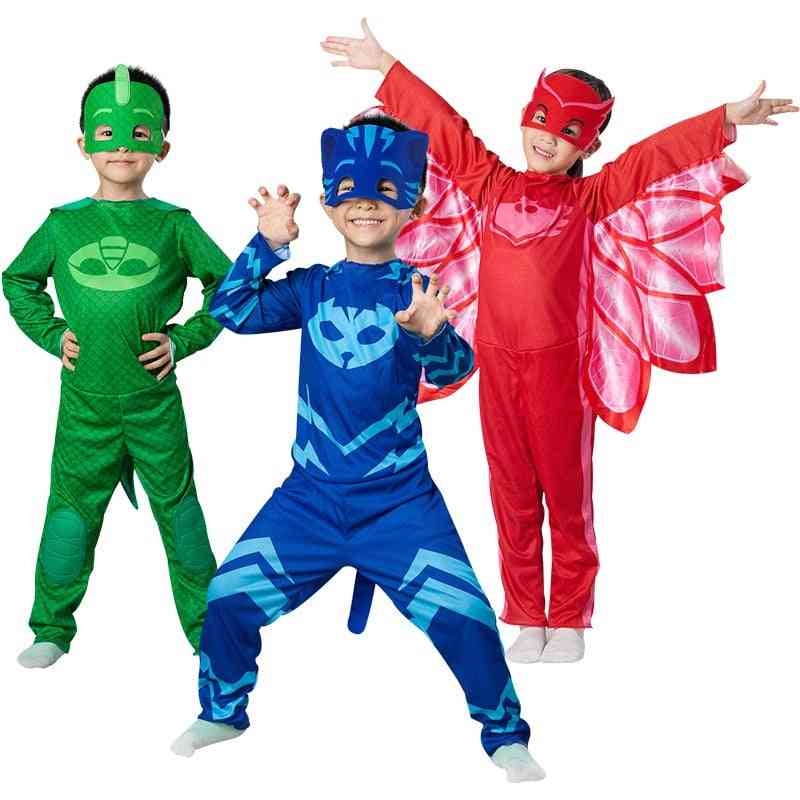 Masks Costume Cosplay, Half Face Mask, Halloween Party, Superhero Anime Figure Kids Clothes Sets