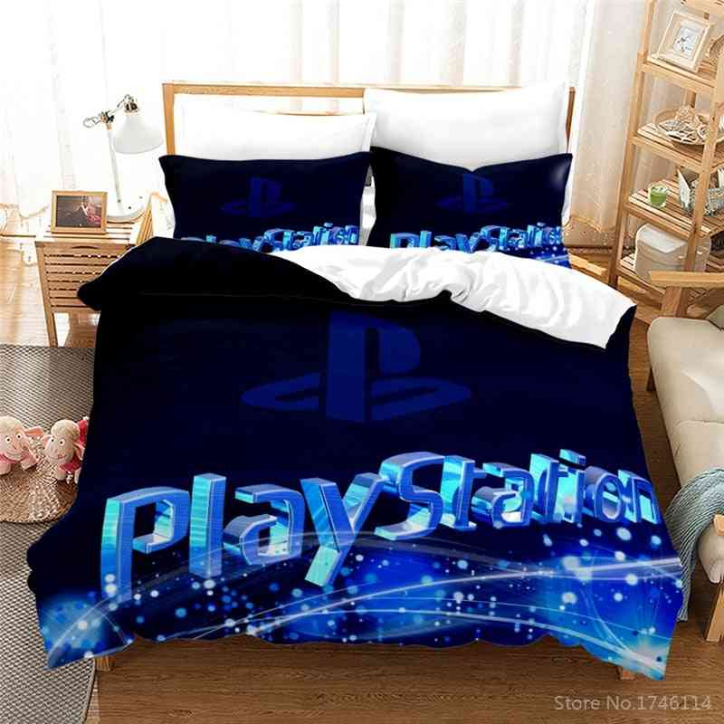 Playstation geometri 3d trykt sengetøj - blødt quiltbetræk hjemmetekstilsæt -9