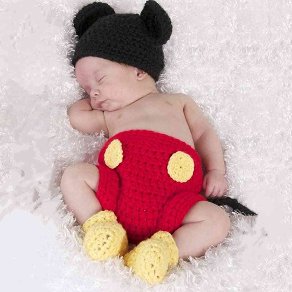 3pc- Hat Short Pants And Socks Crochet, Knit Costume For Baby