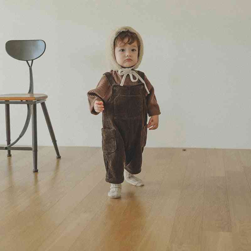 Baby Corduroy Overalls Front Pocket Pants Matched Blouse