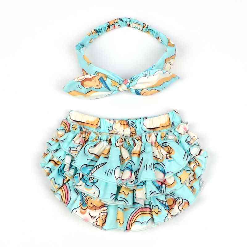 Baby Girl Unicorn Printed, Shorts And Headband