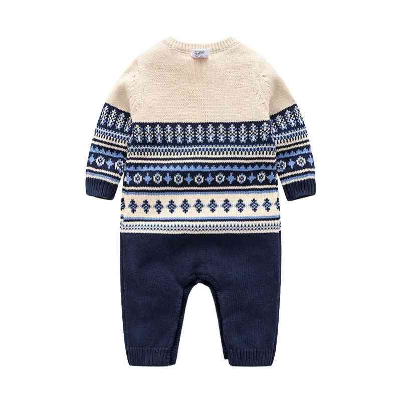 Baby Winter Cotton Knitted Sweater, Casual Crawl Handsome Romper