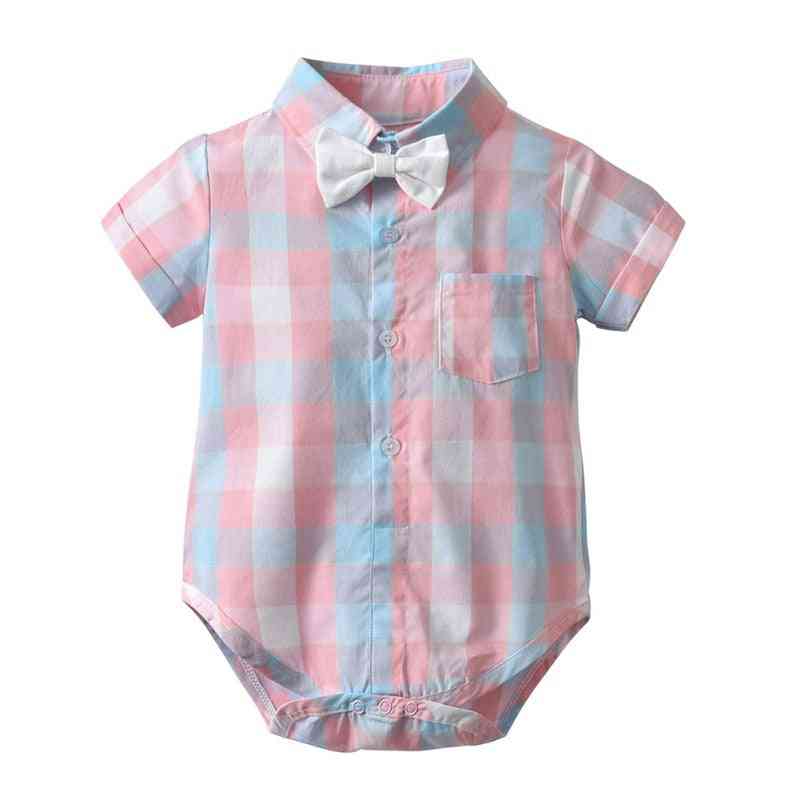 Summer Baby Boy Clothes Suits, Short-sleeve Plaid Shirt Overalls