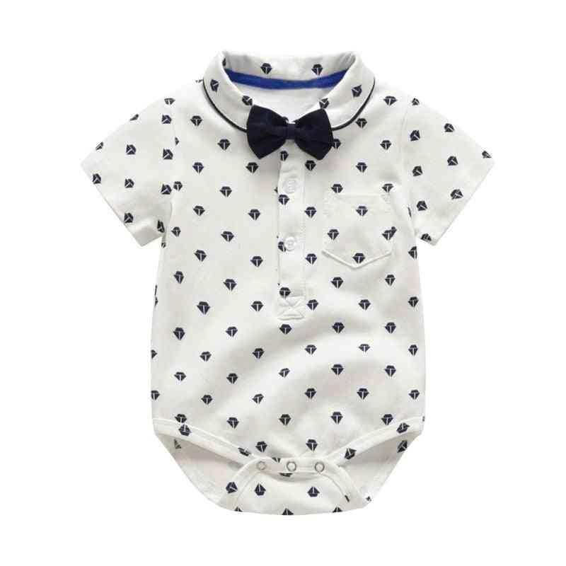 Summer Baby Boy Clothes Set Solid Strap Shorts Sleeve Casual Bow Tie Tops