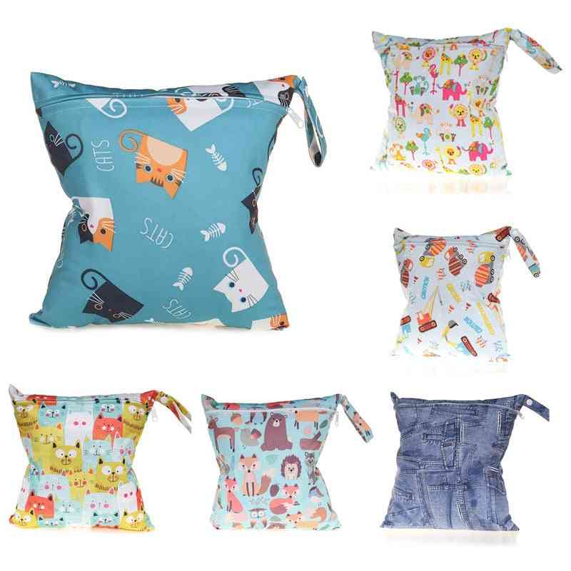 Cartoon Print Nappy, Travel Washable Baby Diaper Bags