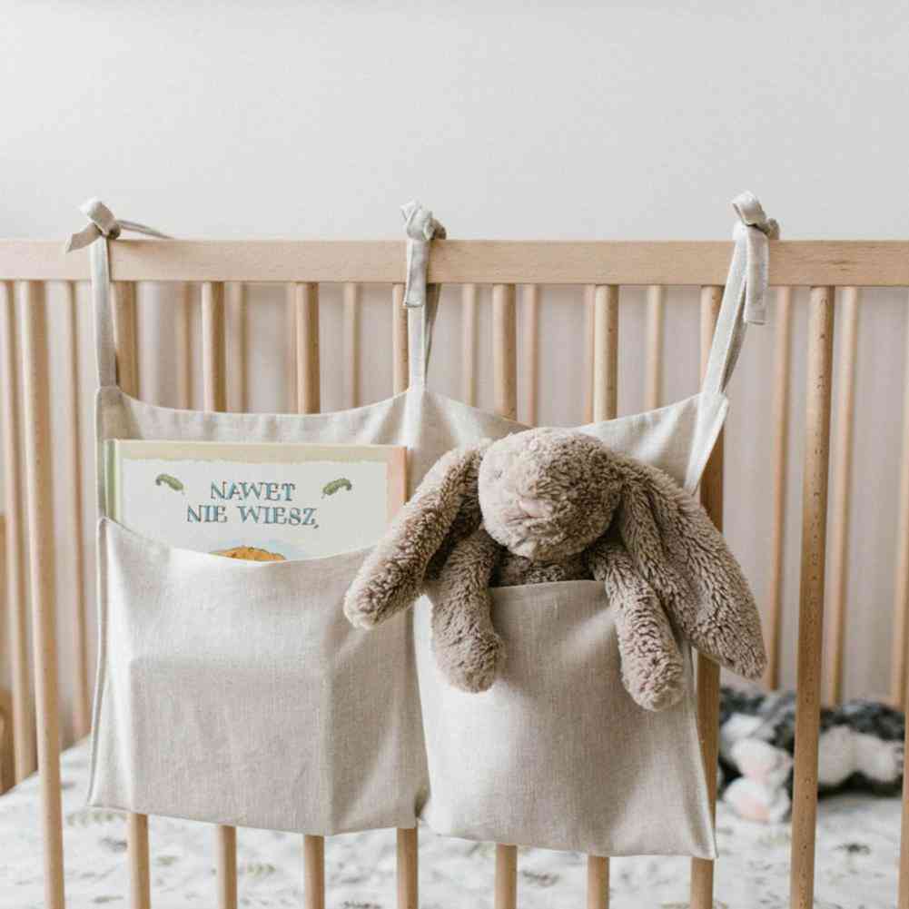 Portable Baby Crib Organizer, Bed Hanging Bag For Diaper Storage Cradle, Bedding Set