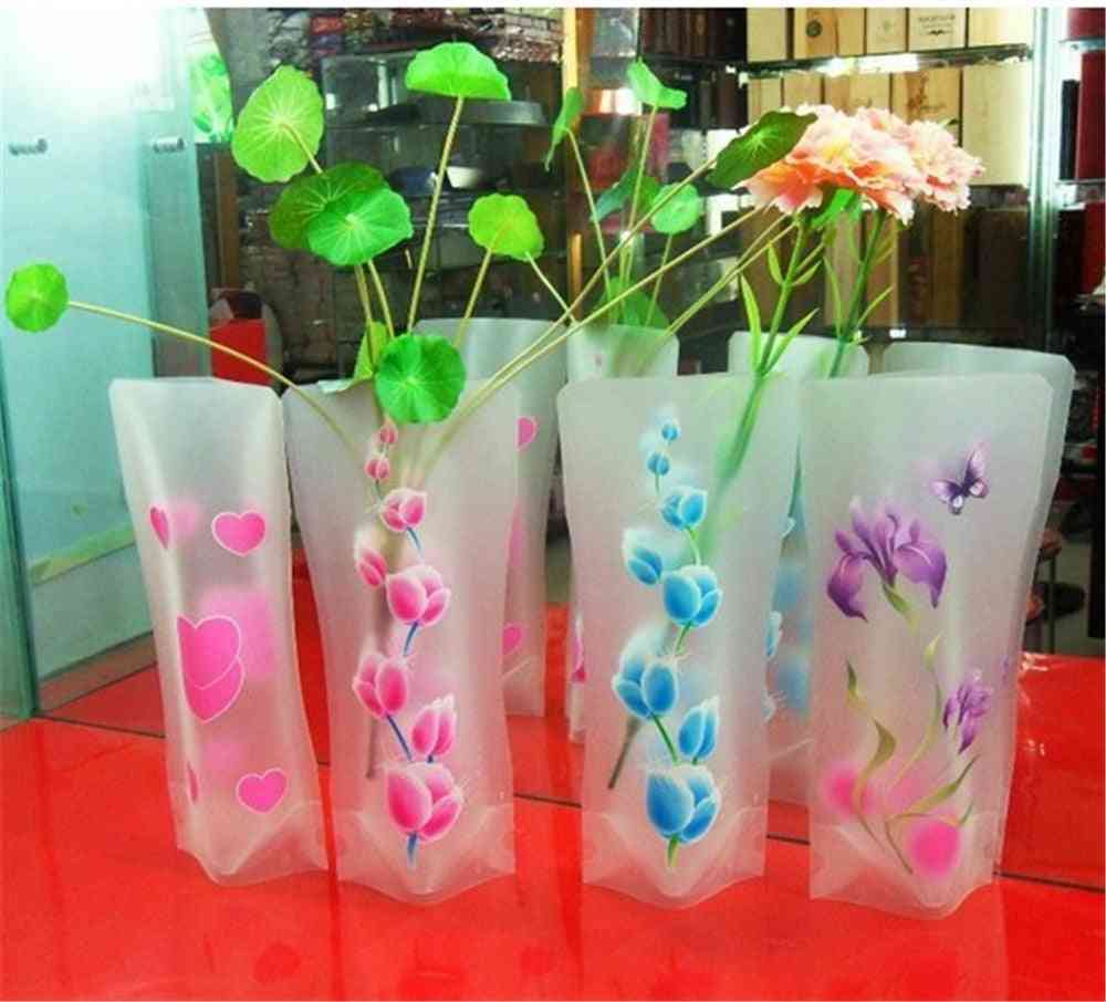 Plastic Pvc Vase Portable Eco-friendly Flower Cute Foldable Vase