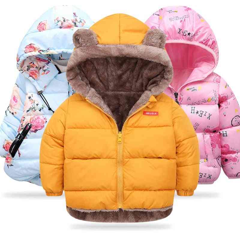 Barn bomullskläder tjockare ner vinter varma kläder med huva jacka