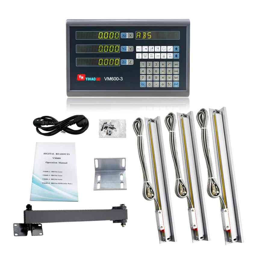 3 Axis Lcd Dro Set Digital Readout System Display And 5u Linear Optical Ruler For Lathe Mill Machine