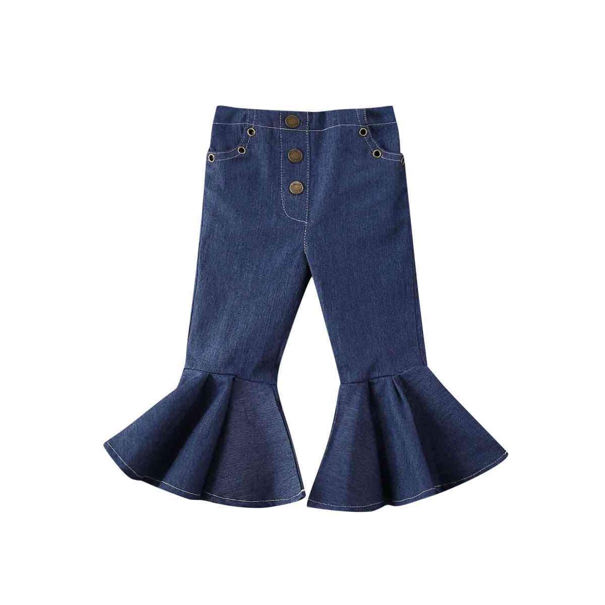 Hlače za dojenčke z zvoncem modre jeans hlače s širokimi nogavicami