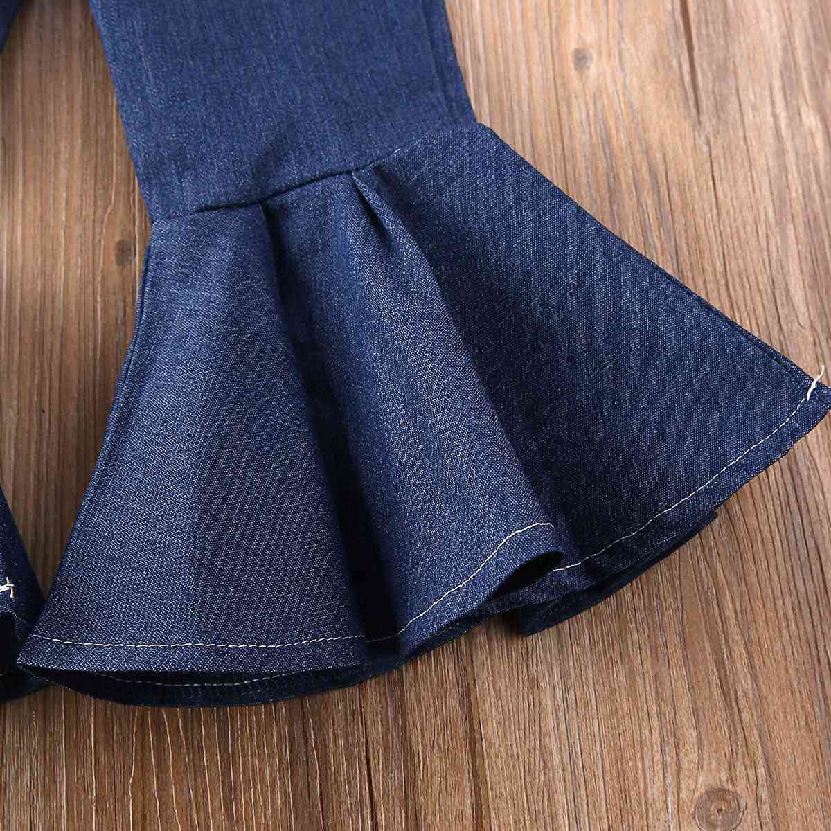 Baby bell-bottoms byxor blå denim vida jeans byxor