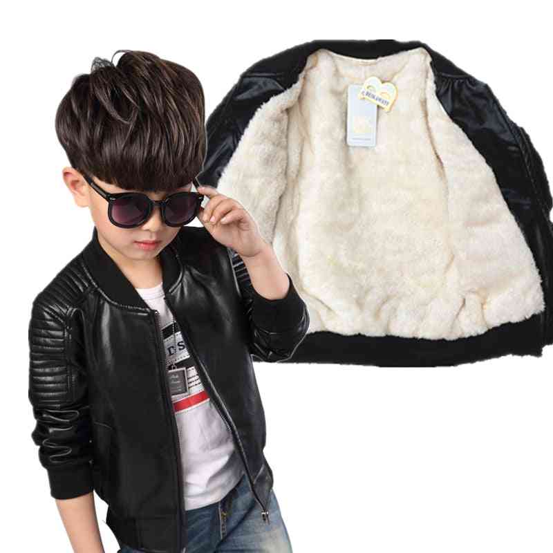 Fashion Baby Leather Boy Fleece Jacket, Coats