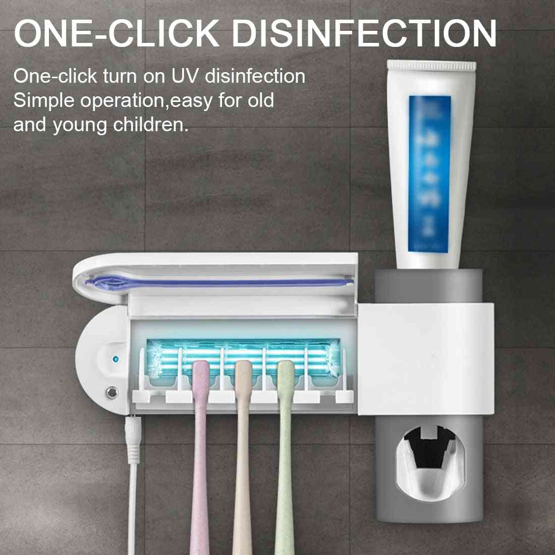 2-in-1 Uv Light, Toothbrush Holder- Automatic Toothpaste, Squeezers Dispenser Accessories