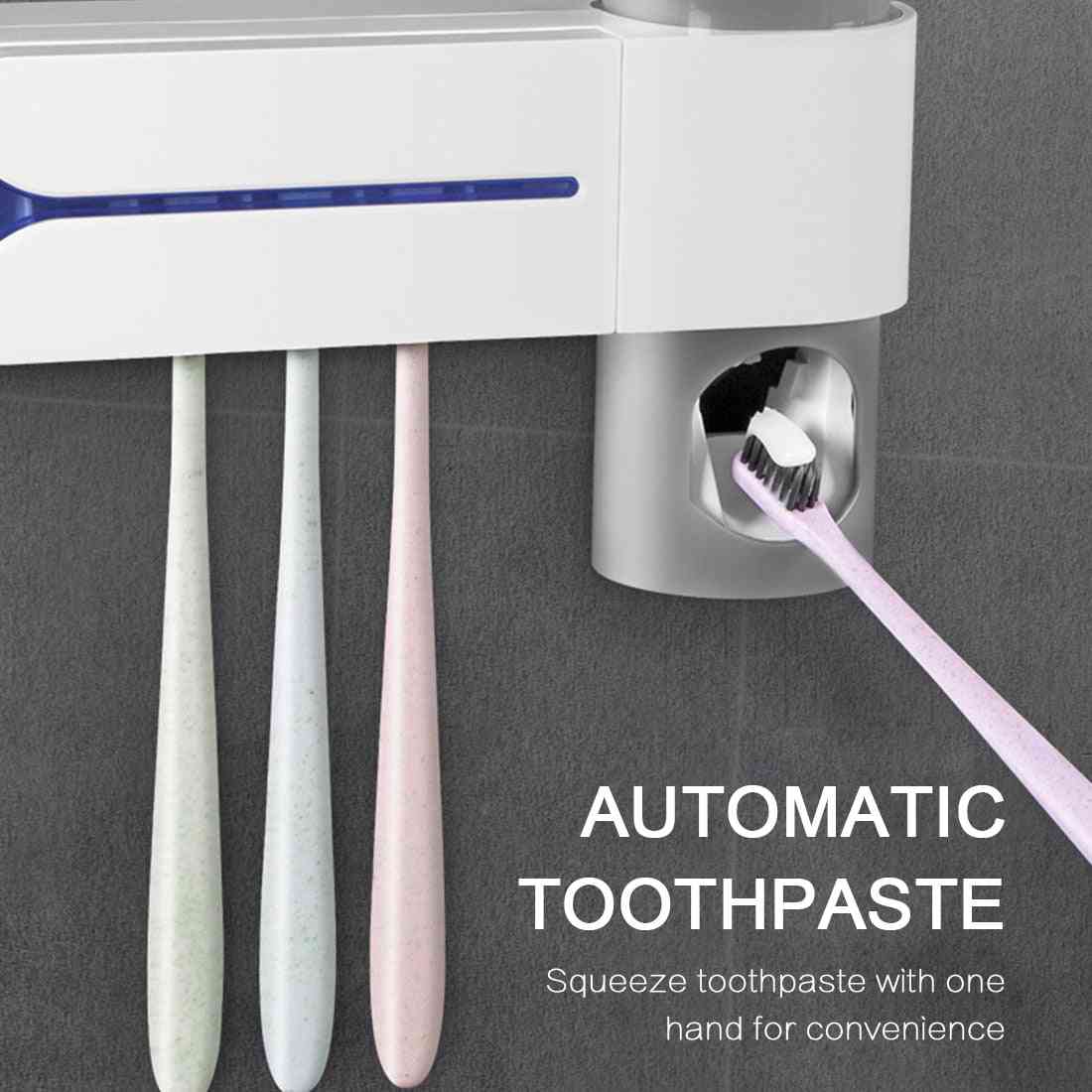 2-in-1-UV-Licht, Zahnbürstenhalter - automatische Zahnpasta, Quetscher-Spender-Zubehör