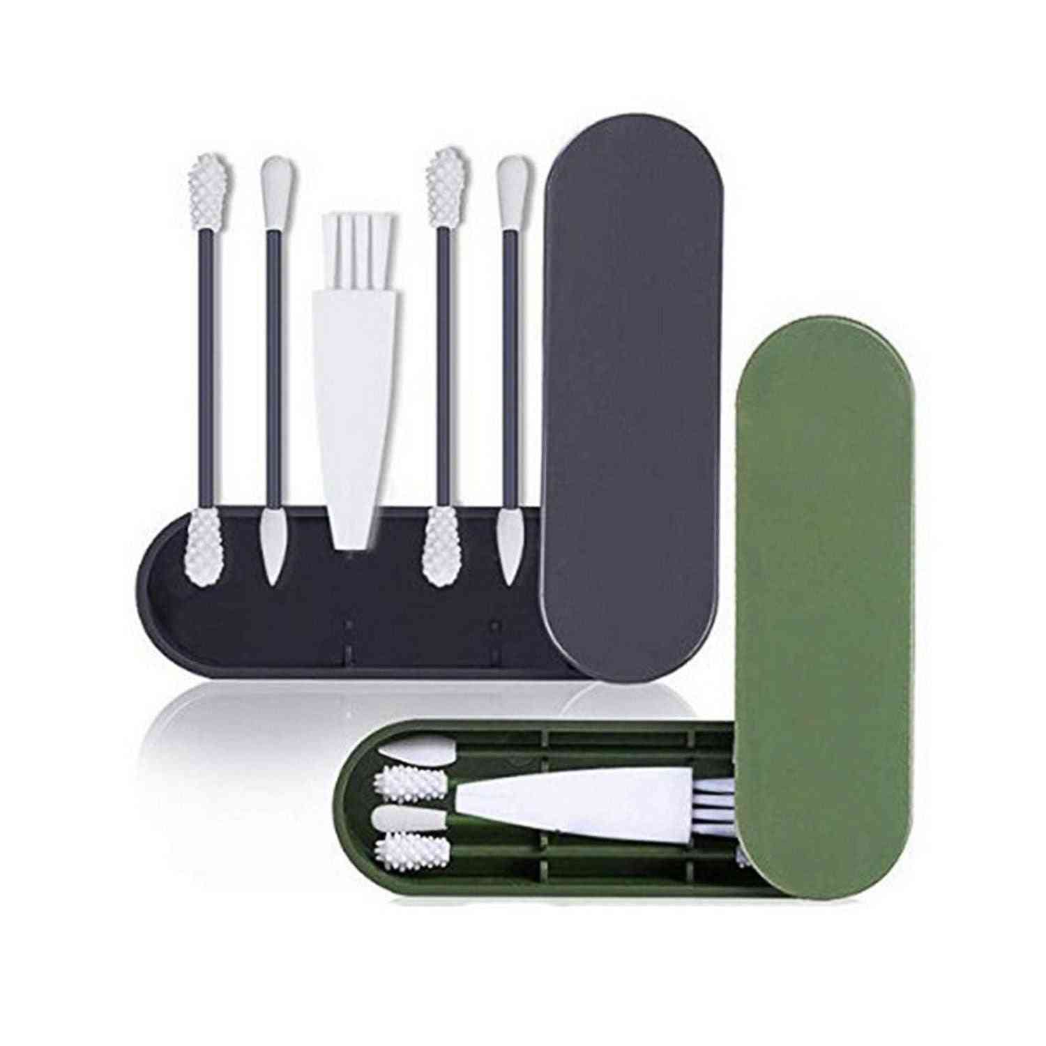 4pcs- Reusable Cotton, Double-headed Silicone, Cleaning Brush Box