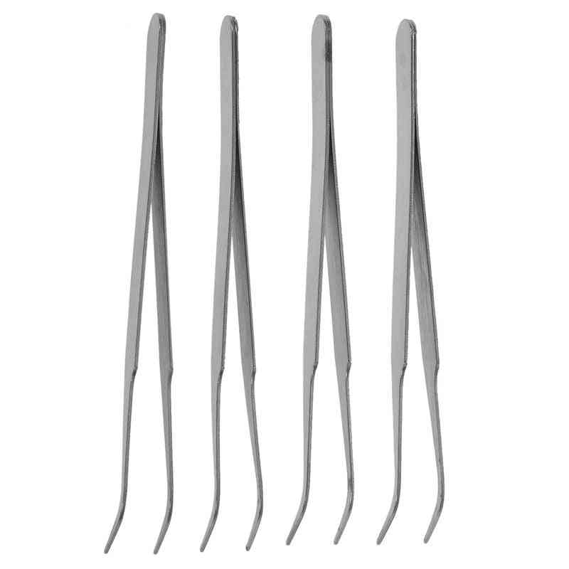 Silver Tone 5 Inch Length Metal Bent Tip Tweezers