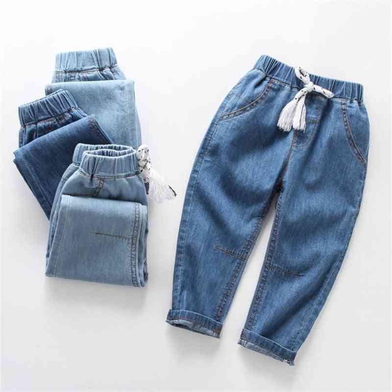 Dívky, ležérní volné modré kalhoty džíny