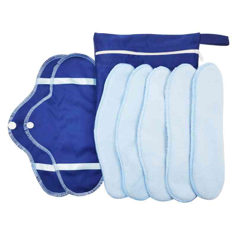 8pcs/set Menstrual Reusable Micro Fleece Panty - Liner Sanitary Pad