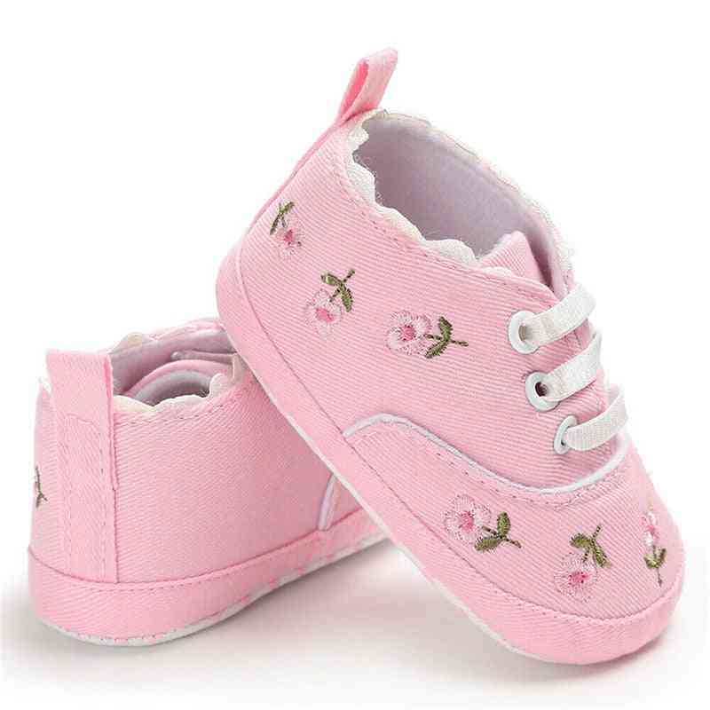 Toddler Kid Baby Embroidery Flower Soft Sole First Walkers Shoes