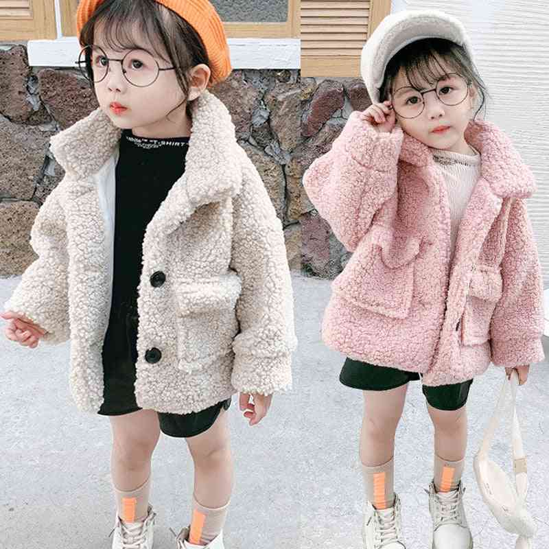 Detské zimné bundy, baránkové vlnené kabáty deti