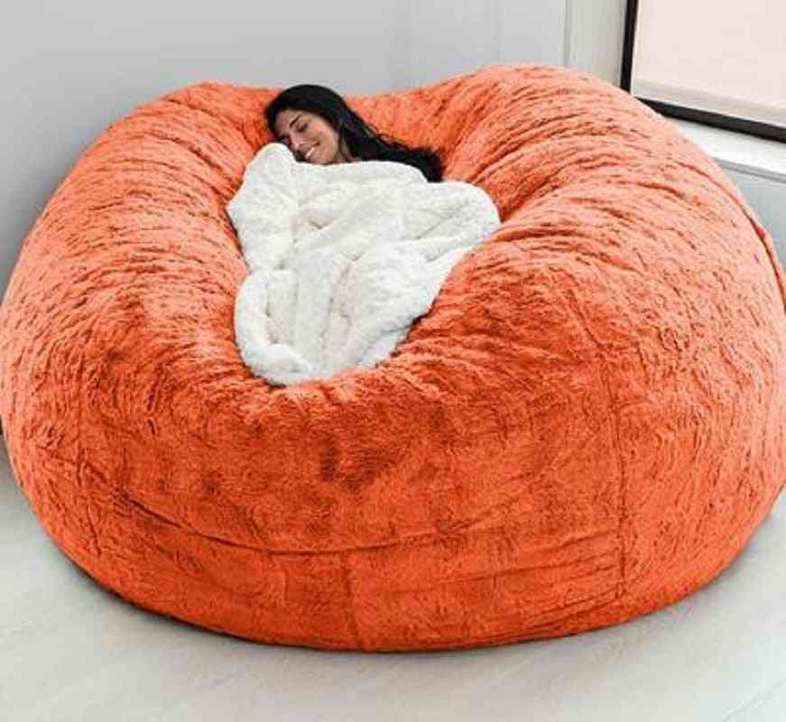 Pokój dzienny, impreza meblowa, gigantyczny wypoczynek, duże okrągłe futro z miękkiej fasoli pokrowiec na sofę