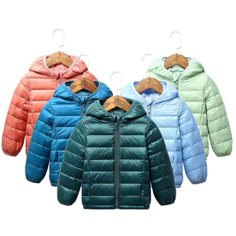 Children Winter, Ultra Light, Down Hooded Outerwear Coat