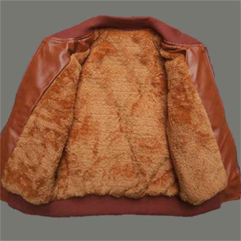 Otroška žametna grelna bombažna jakna iz pu usnja