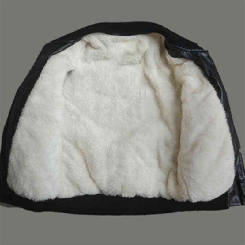 Otroška žametna grelna bombažna jakna iz pu usnja