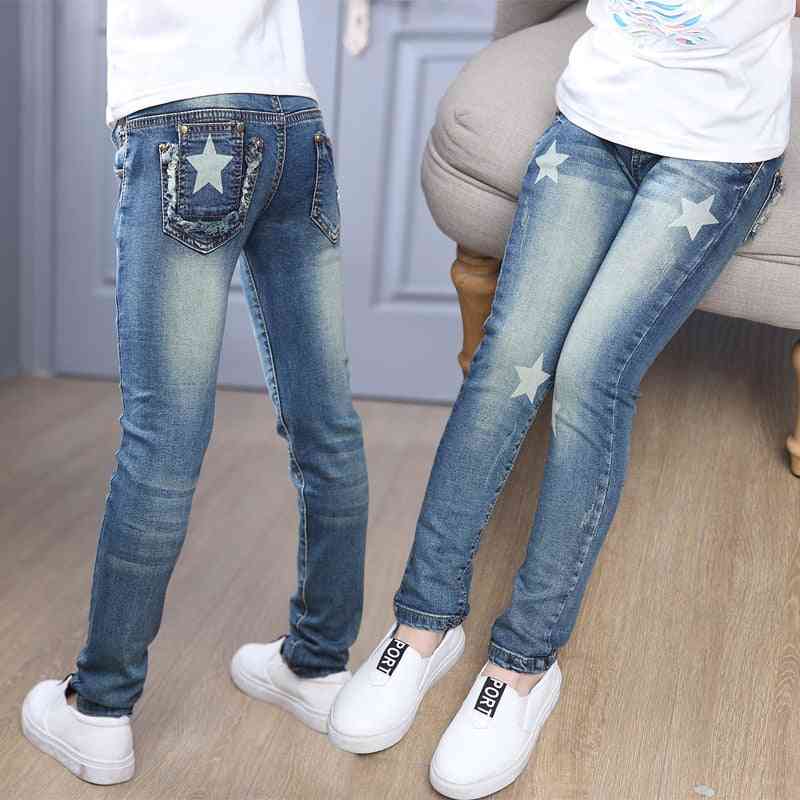 Autumn- Star Print, Casual Pencil Denim, Jeans Trousers For