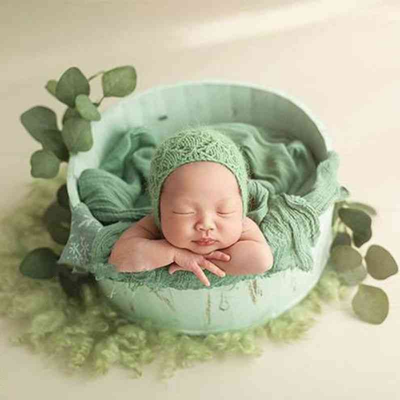 Baby fotografering rekvisitter vintage træ bassin fuldmåne hjerte form boks