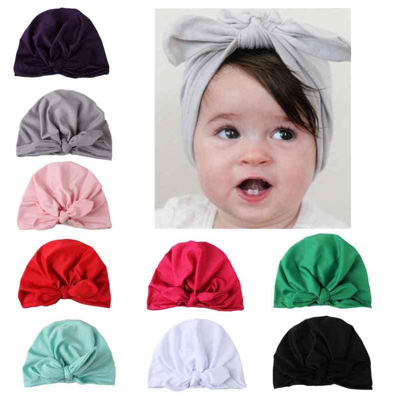 Baby solid turban huvudduk elastiska kepsar för