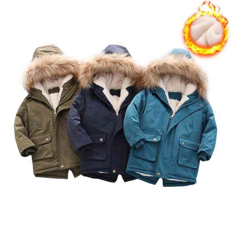 Zimní teplá outdoorová bunda, ležérní plus sametové tlusté kabáty pro chlapce a
