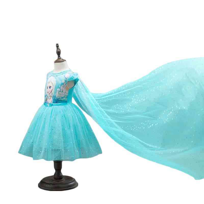 Anna Elsa- Princess Party Costume, Snow Queen, Fantasy Dresses & Cape Vestido For