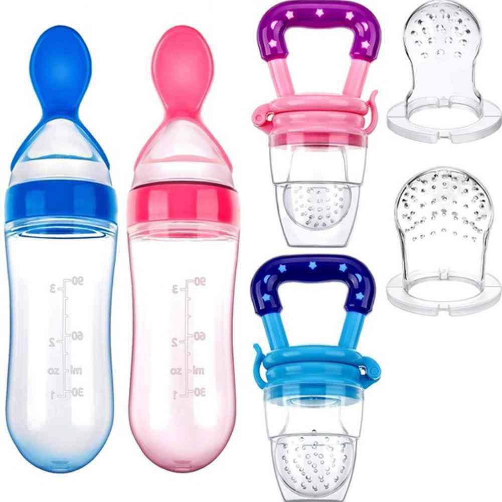 Baby Silicone Rice Cereal Bottle, Squeeze Spoon Feeder