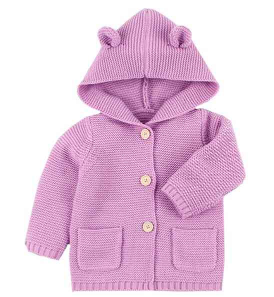 Zimný zateplený- kožušinová kapucňa odopínacia, pletený sveter pre dievčenské