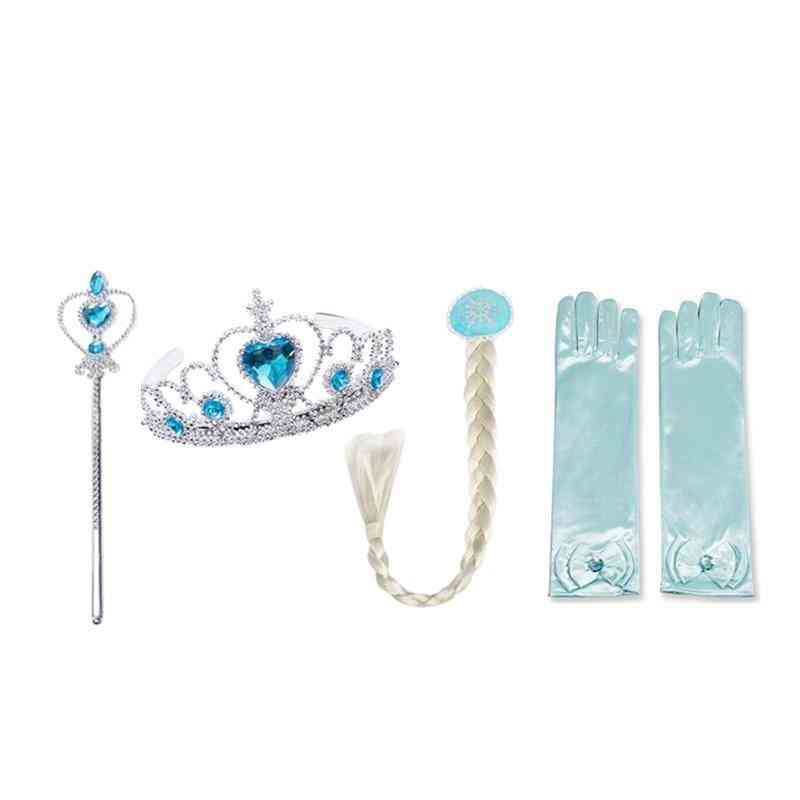Princess Party- Cosplay Queen, Magic Wand, Tiara Gloves, Wig Hair Set