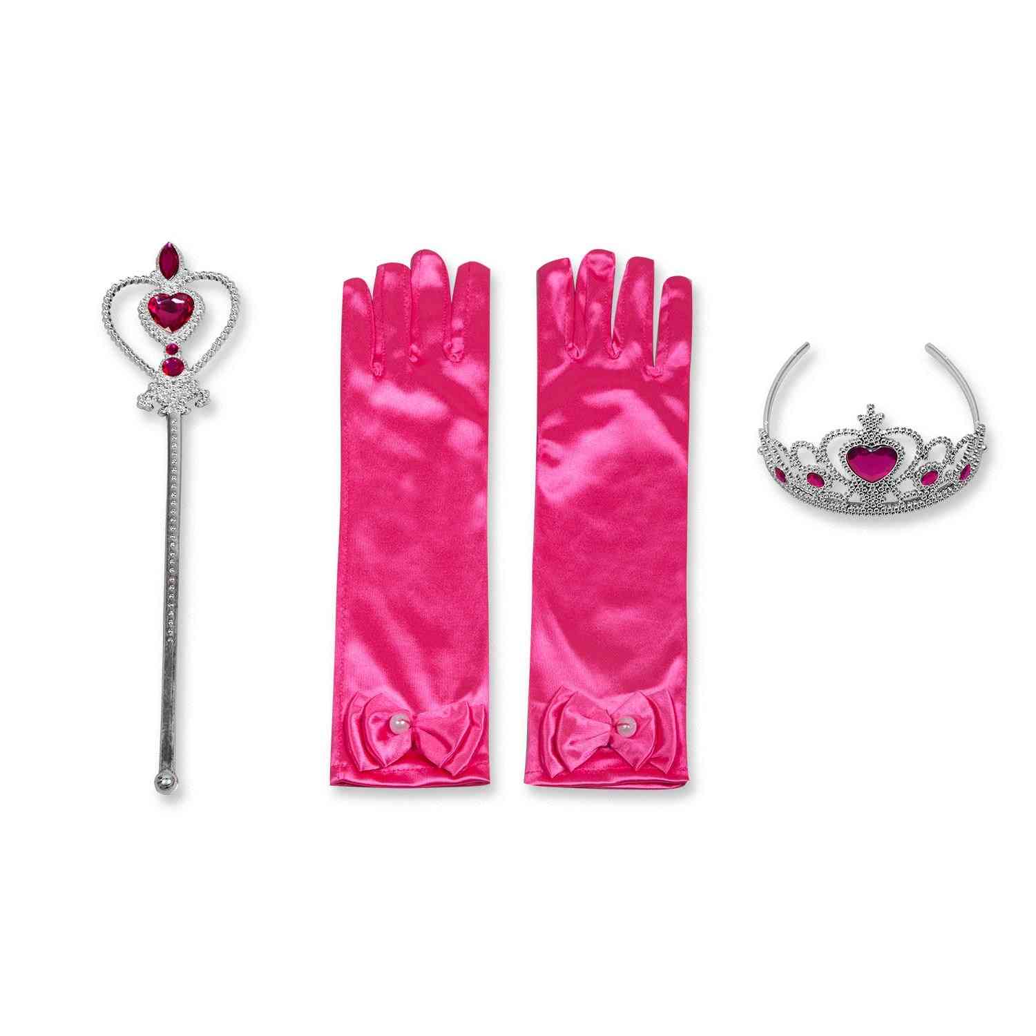 Princezna party- cosplay královna, kouzelná hůlka, diadémové rukavice, sada do vlasů s parukou
