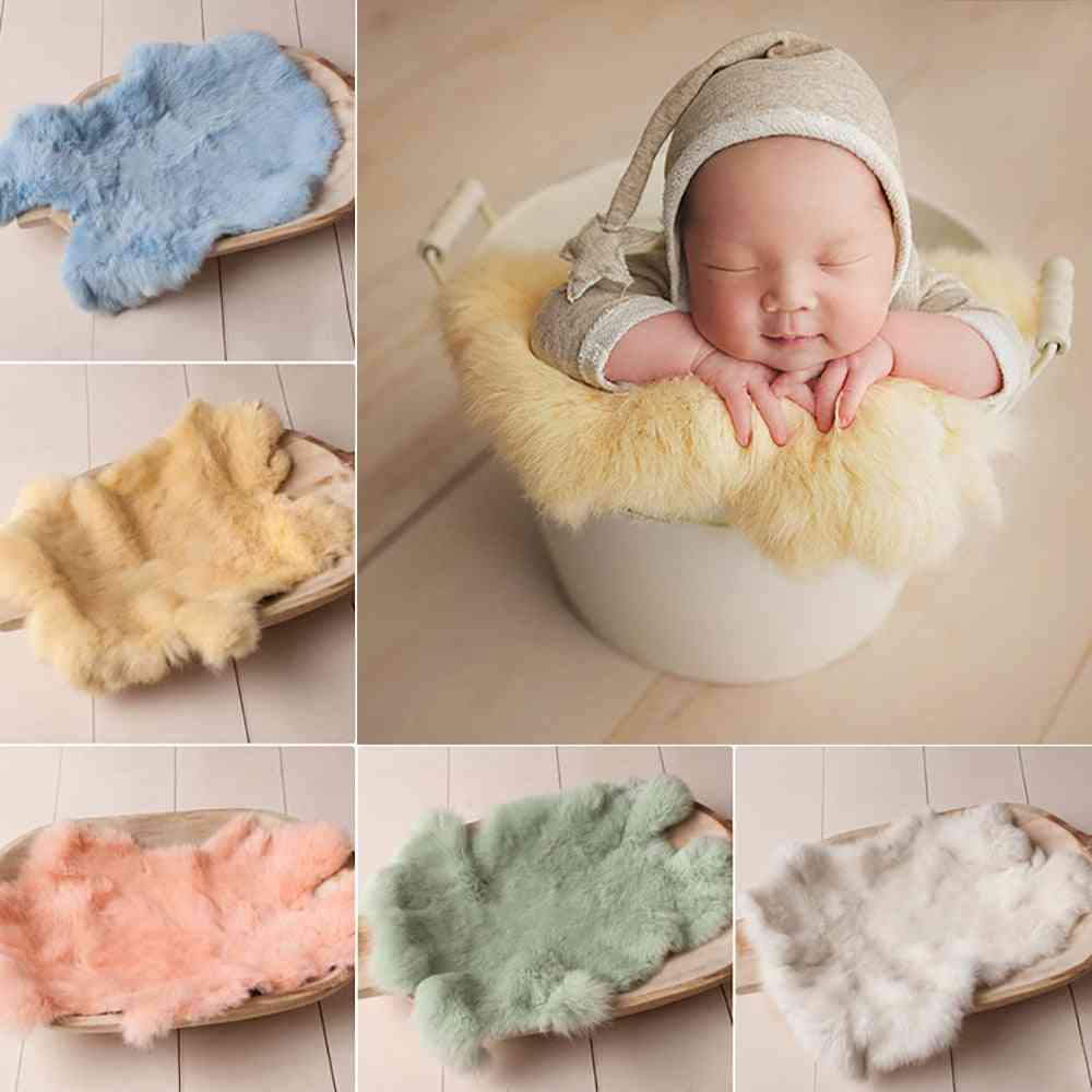 Rabbit Fur- Photography Props Baby Photo Shoot, Blankets Backdrop