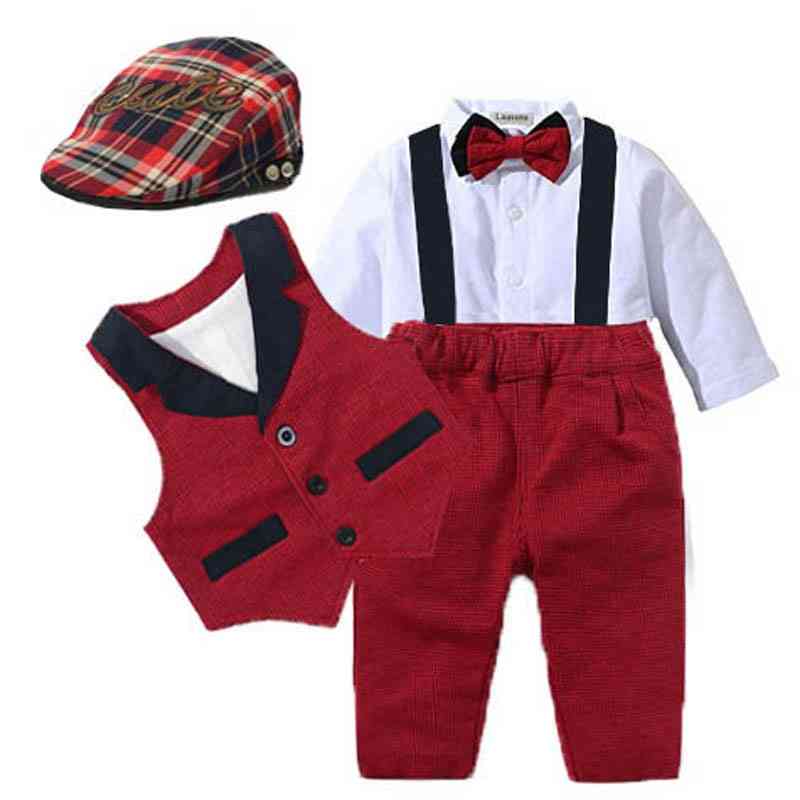 Vauvan puvut, vastasyntyneen pojan liivi, pomppaus ja hattu muodollinen vaateasu