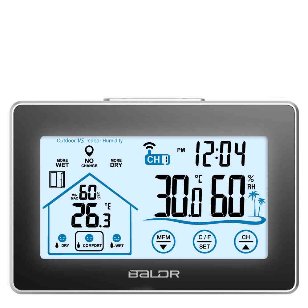 Wireless Weather Station- Touch Screen Thermometer, Hygrometer Forecast Sensor