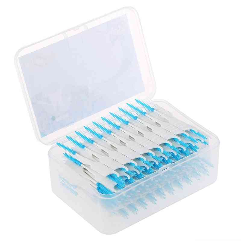 Soft Silicone Dental Floss Interdental Brush, Disposable Teeth Stick Toothpicks