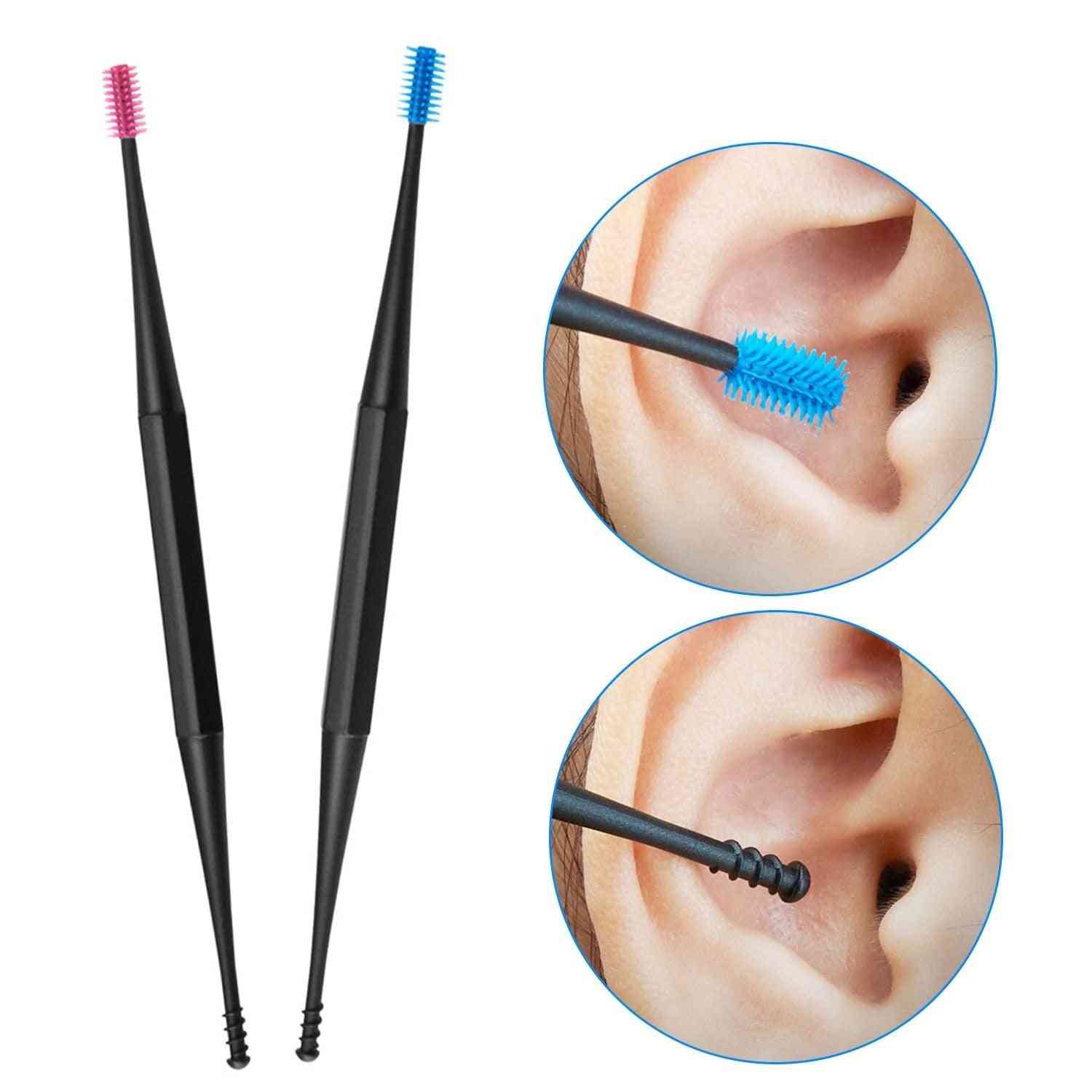 2pcs Ear Pick Reusable Soft Silicone Spiral Rotating Ear Cleaning Stick
