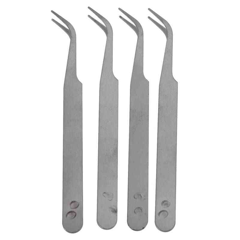Silver Tone 5 Inch Length Metal Bent Tip Tweezers