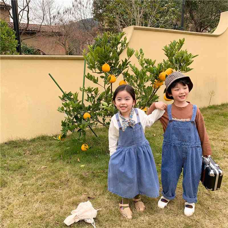 Jarné detské ležérne riflové overaly, voľné oblečenie