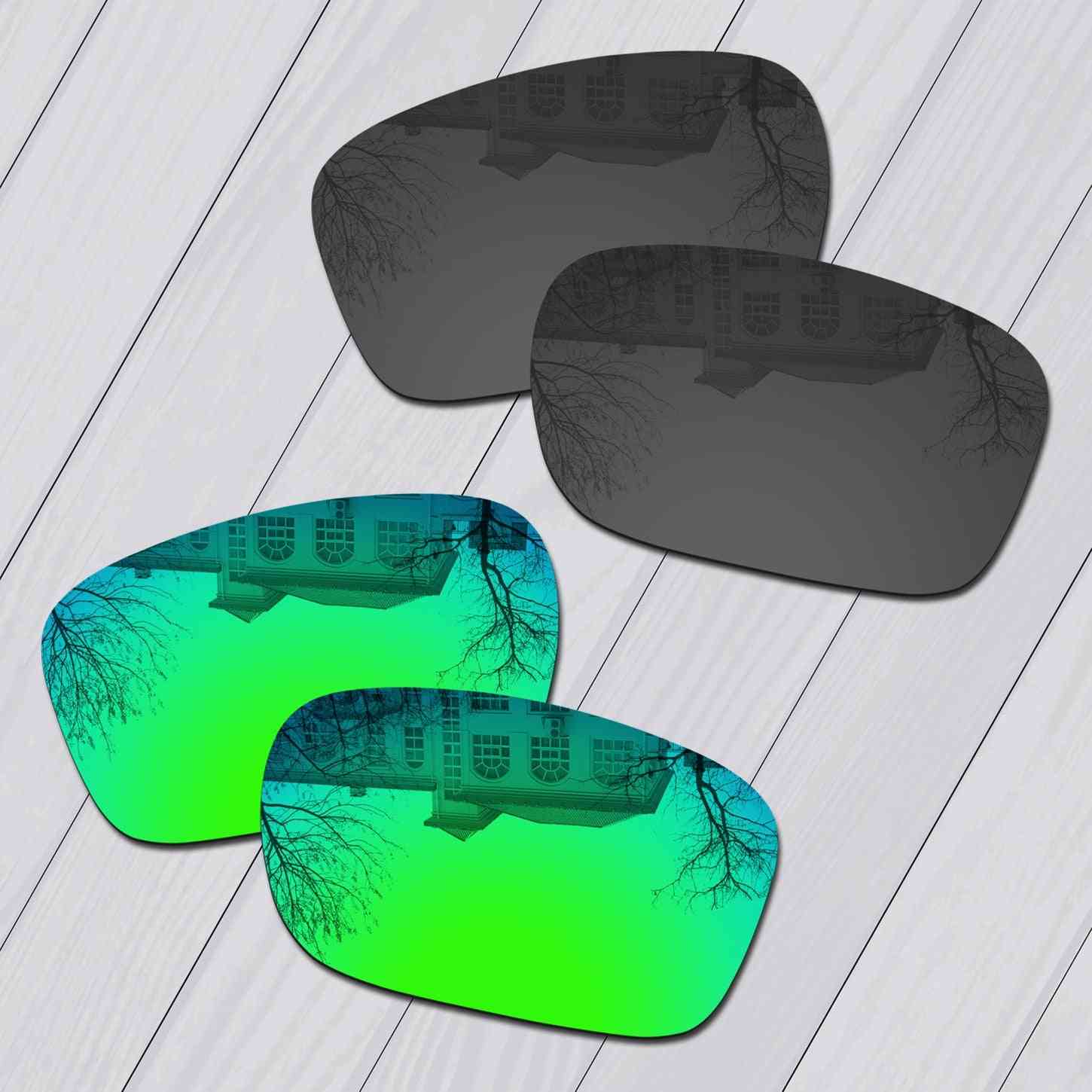 Paires de verres de remplacement polarisés noirs et vert émeraude pour lunettes de soleil Oakley