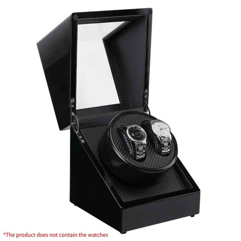 Wooden Lacquer Piano, Carbon Fiber Double Watch Winder Box, Quiet Motor Storage Display Case For Watches