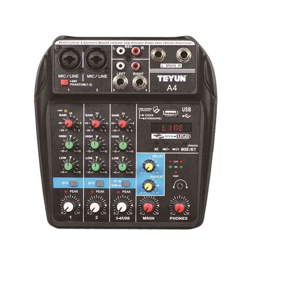 4 Channels Usb Audio Mixer Console, Bluetooth-compatible, Record Stage Meeting Live Broadcast