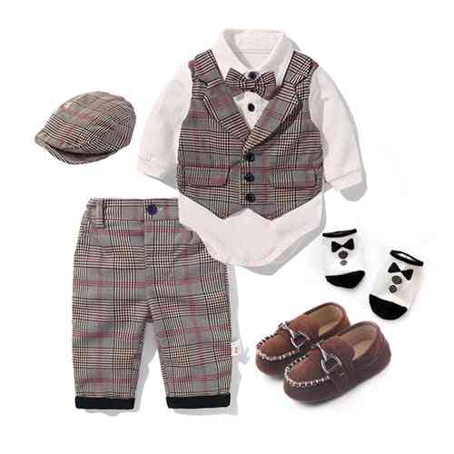 Toddler Clothing Set, Spring Baby Cotton Plaid Kid Clothes Suits, Birthday Party Costume