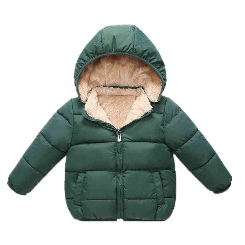 Vinter barnjackor, keps avtagbar fleece supermjuk varm kappa